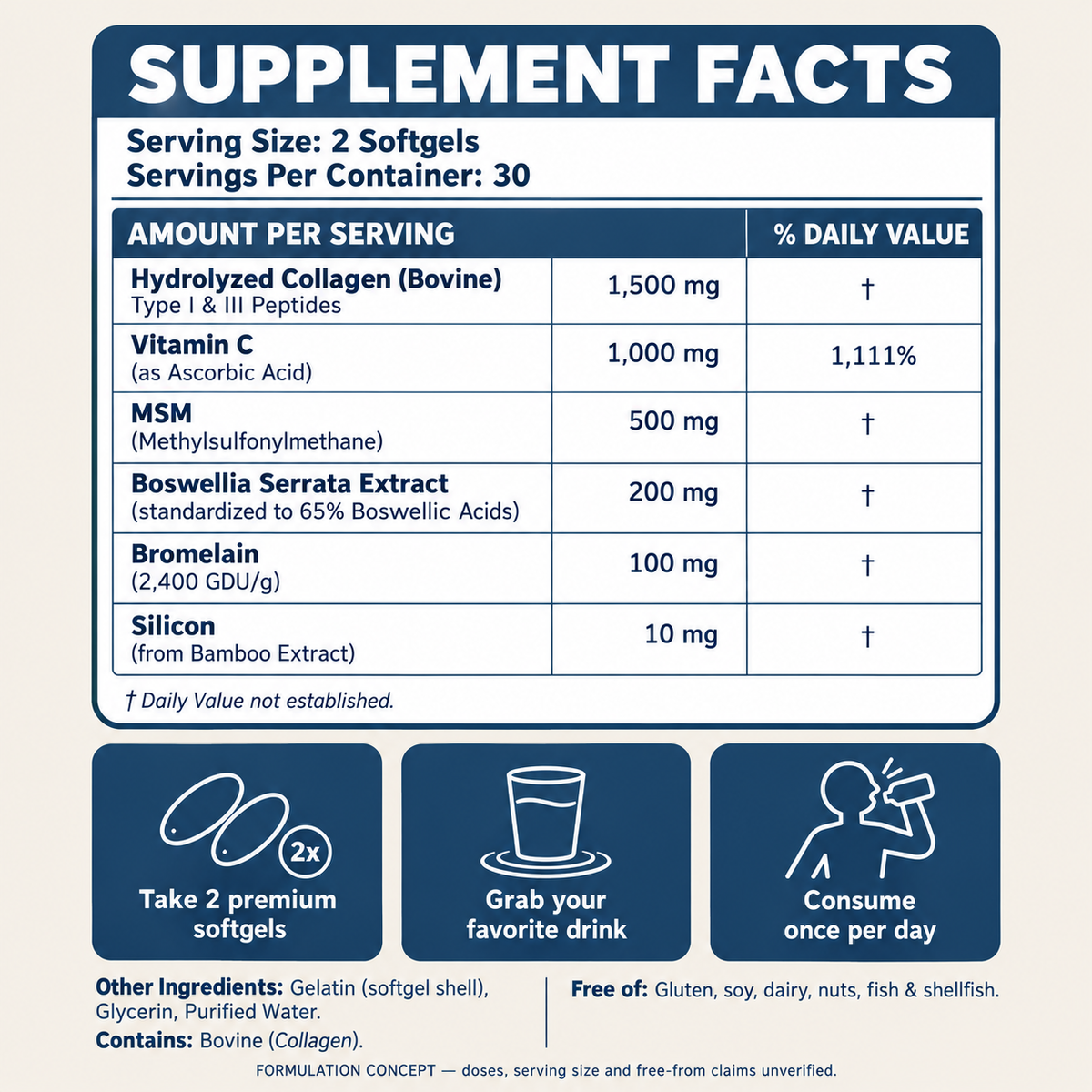 Pure Collagen Peptides + Vitamin C 1,000mg