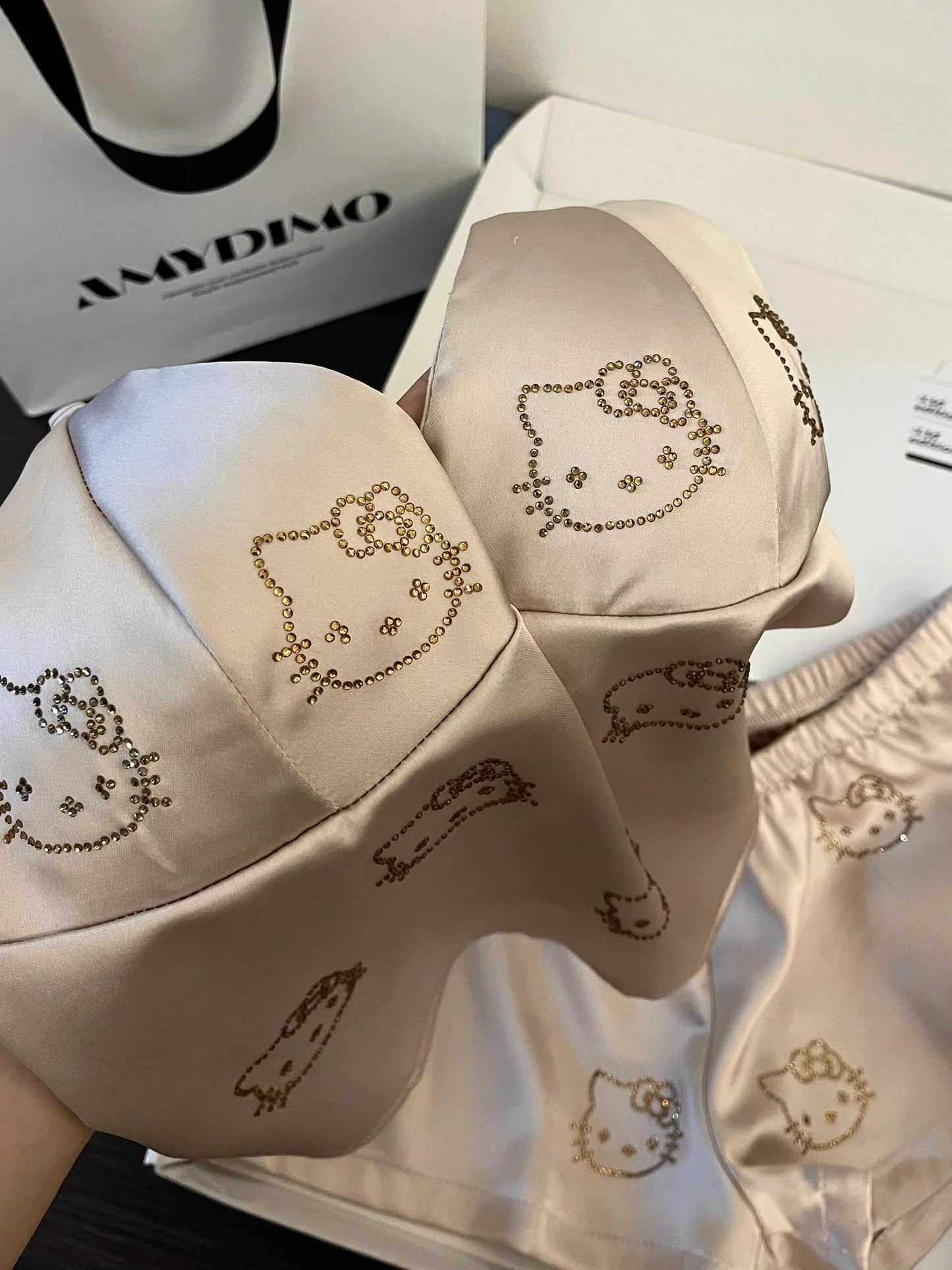 HK Champagne Satin Pajama Set