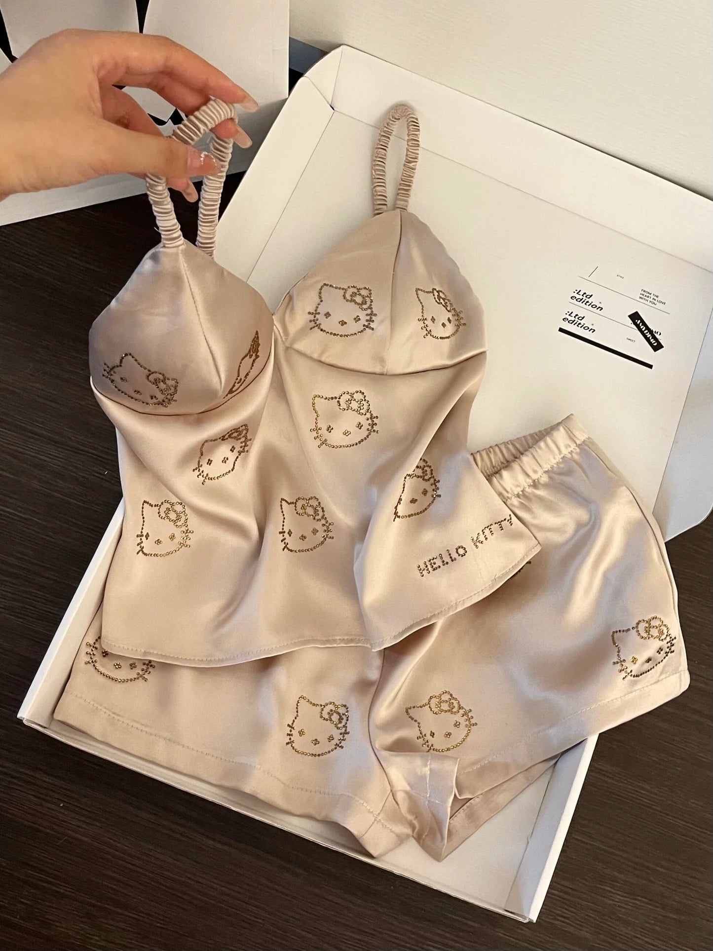 HK Champagne Satin Pajama Set